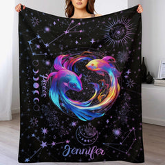 Free Shipping✈️Fantasy twelve constellations themed name custom blanket