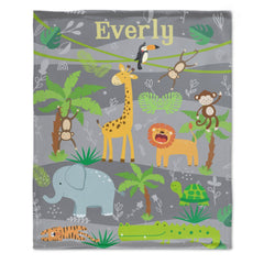 Livraison gratuite✈️Nom personnalisé Couverture pour bébé personnalisée-Thème Jungle