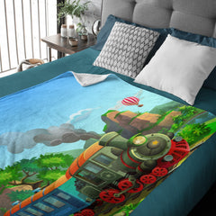 Free Shipping✈️Personalized Cartoon Steam Train Kids Blanket