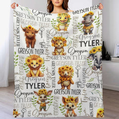 Free Shipping✈️Personalized Forest Animal Name Custom Blanket