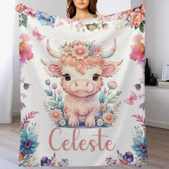 Couverture de vache personnalisée avec nom de bébé, cadeau pour filles et garçons, livraison gratuite 