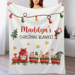 Free Shipping✈️Personalized Christmas Santa Train kids Baby Blanket