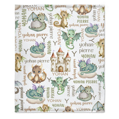 Free Shipping✈️Personalized Name Dragon Castle Baby Blanket