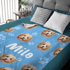 Personalized Custom Name Pet Face Blanket - Unique Gifts for Pet Lovers