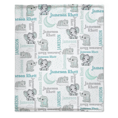 Free Shipping✈️Personalized Custom Elephant Stars Baby Blanket