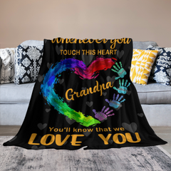 Touchez ce cœur grand-père - Couverture personnalisée - Cadeau d’anniversaire de la fête des pères pour grand-père, papa, papa - Cadeau de la femme, des petits-enfants 