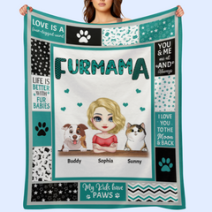 Fur Mama - Couverture personnalisée - Anniversaire, Amour, Cadeau drôle pour maman chien, maman chat, propriétaire d’animal de compagnie