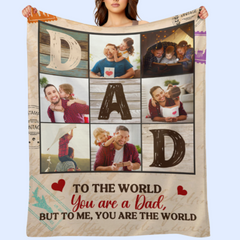 Dad Is The World - Couverture personnalisée - Cadeau pour papa - Du fils, de la fille, de la femme 