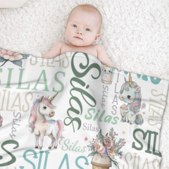 Free Shipping✈️ Personalized Name Custom Unicorn Baby Blanket - Gifts for Daughter Granddaughter - Birthday Gifts