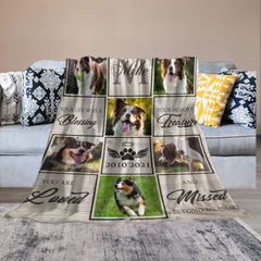 Couverture commémorative personnalisée pour chien avec photo - Cadeau de sympathie pour animaux de compagnie