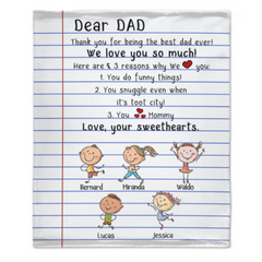 Dear Dad We Love You So Much - Personalized Blanket - Birthday Father's Day Gift For Daddy, Dad, Step Dad - Gift From Kids, Wife