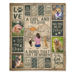 [Photo Inserted] A Girl And Her Dogs Unbreakable Bond - Personalized Blanket - Birthday Mother's Day Gift For Dog Mom, Dog Lovers, Dog Dad