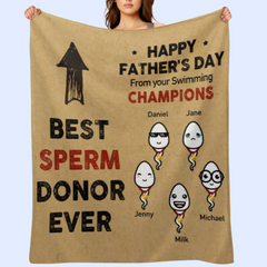 From Your Swimming Champions Happy Father's Day - Gift For Dad, Gift For Father's Day - Personalized Blanket