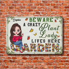 Crazy Plant Lady - New Version - Personalized Metal Sign