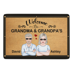 Bienvenue aux grands-parents tapis familial décor à la maison cadeau paillasson personnalisé