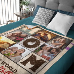 Mom Is The World - Personalized Blanket - Gift For Mom - From Son, Daughter, Husband