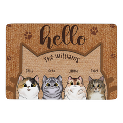 Bonjour Humain, Bienvenue dans notre maison - Tapis décoratif personnalisé personnalisé pour chat - Cadeau pour les propriétaires d’animaux de compagnie, les amoureux des animaux de compagnie