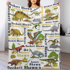 Free Shipping✈️Personalized Dinosaur Name Custom Blanket-Gift for Kids