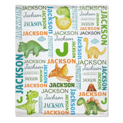 Free Shipping✈️Dinosaur Custom Name Blanket-Personalized Baby Blanket