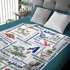 Free Shipping✈️Dinosaur Name Personalized Custom Blanket - Gifts for Kids