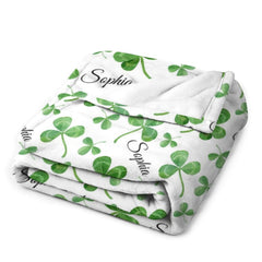 Free Shipping✈️ Clover Name Custom Blanket - Lucky Gift