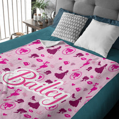 Free Shipping✈️Personalized Name Custom Pink Party Blanket