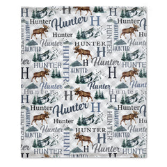 Free shipping✈️Personalized Moose Name Blanket - Outdoors Mountain Blanket - Custom Hunting