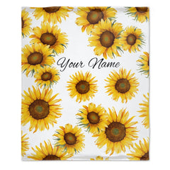 Free Shipping✈️Personalized Custom Sunflower Blanket with Name for Adults Kids Baby