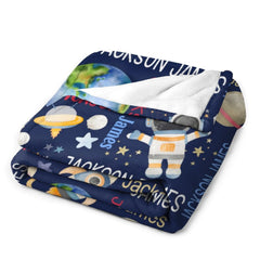 Free Shipping✈️Personalized Outer Space Theme Custom Name Pattern Baby Blanket