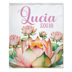 Free Shipping✈️Lotus Flowers Personalize Baby Blanket