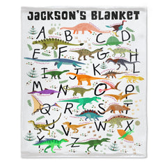 Personalized Dinosaur Alphabet Name Custom Blanket