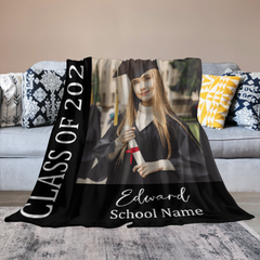 Free shipping✈️Custom Photo Class Of 2024 Graduation Blanket - Congratulations Graduation Gift