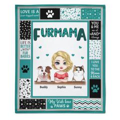 Fur Mama - Personalized Blanket - Birthday, Loving, Funny Gift For Dog Mom, Cat Mom, Pet Owner