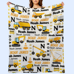 Free Shipping✈️Personalized Construction Trucks Blanket for Kids