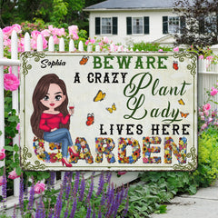 Crazy Plant Lady - New Version - Personalized Metal Sign