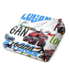 Free Shipping✈️Monster Trucks Personalized Name Baby Blanket