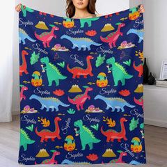 Free Shipping✈️Personalized Name Custom Dinosaur Baby Blanket