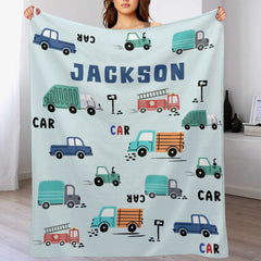 Free Shipping✈️Personalized Name Custom Construction Truck Blanket