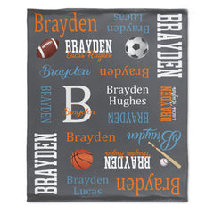 Free Shipping✈️Personalized Allstar Sports Theme Baby Name Blanket