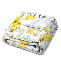 Free Shipping✈️Personalized Honey Bee Name Blanket