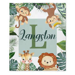 Free shipping✈️Personalized Baby Blankets for Boys Girls - Jungle Bulletin, Names of Our Friends