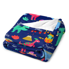 Free Shipping✈️Personalized Name Custom Dinosaur Baby Blanket