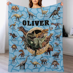 Free Shipping✈️Personalized Custom Name Blankets -  Dinosaur Theme