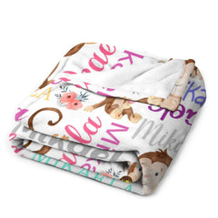 Free Shipping✈️Personalized Rainbow Monkey Baby Blanket