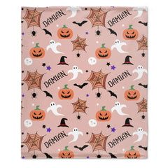 Free Shipping✈️Personalized Custom Name Blanket-Halloween Pumpkin ghost