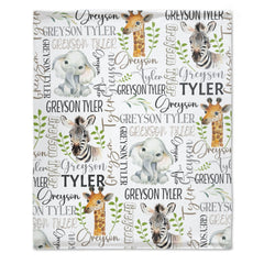 Free Shipping✈️ Safari Name Custom Baby Blanket