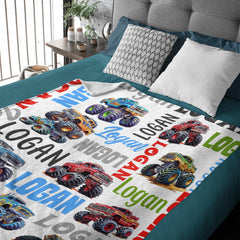 Free Shipping✈️Monster Trucks Personalized Name Baby Blanket