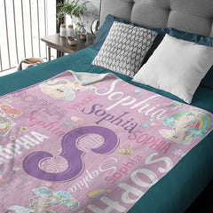 Free Shipping✈️Personalized Unicorn Blanket for Girls Name Blankets