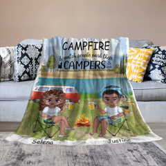 Les meilleurs souvenirs sont faits en camping - Mari et femme - Cadeau pour les couples de camping, couverture personnalisée