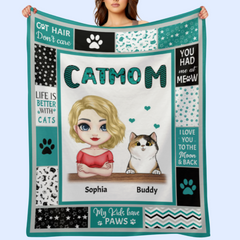 Cat Mom - Personalized Blanket - Birthday, Loving, Funny Gift For Cat Mom, Cat Owner, Cat Lover